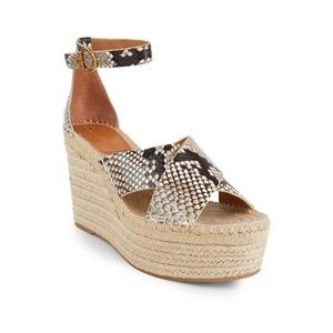 Tory Burch Shelby Snakeskin Wedge Sandals Size 8